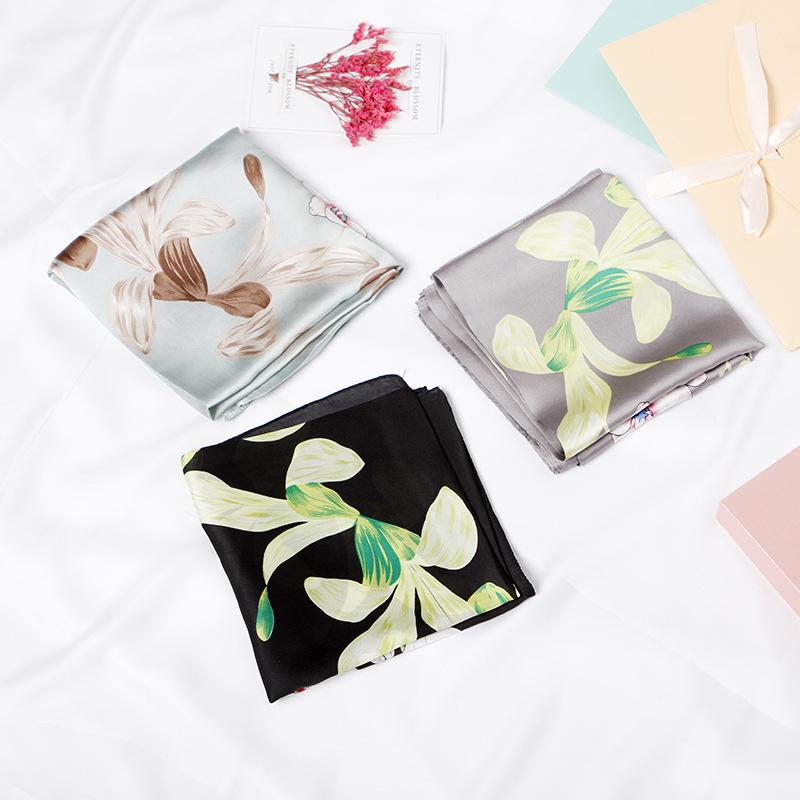 

Scarves 70x70 Ring Flower Multipurpose Women Silk Twill Scarf Satin Square Tie Hairband Ladies Foulard Femme Towel Bufanda ShawlScarves