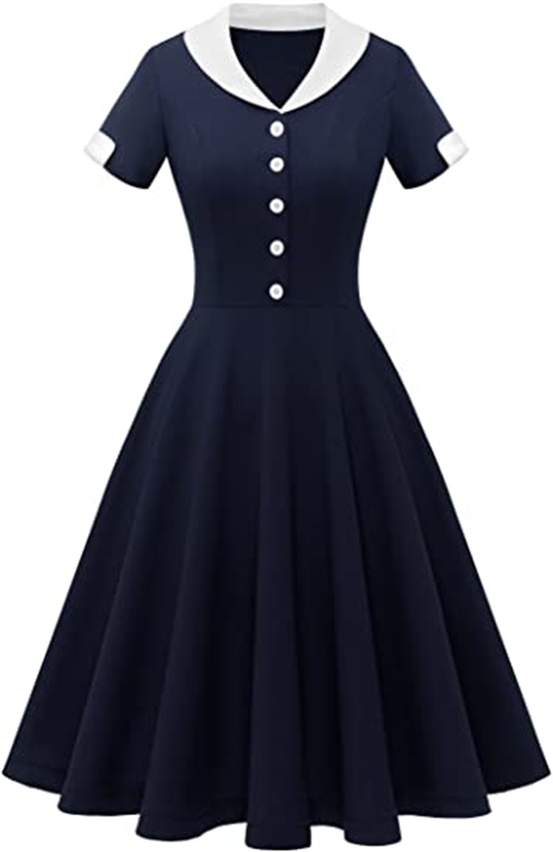 

Women' 1950s Tops & Teesv Vintage Swing Wedding Guest Dress Flared Skater Stretchy Casual Party Dresses, Photo color