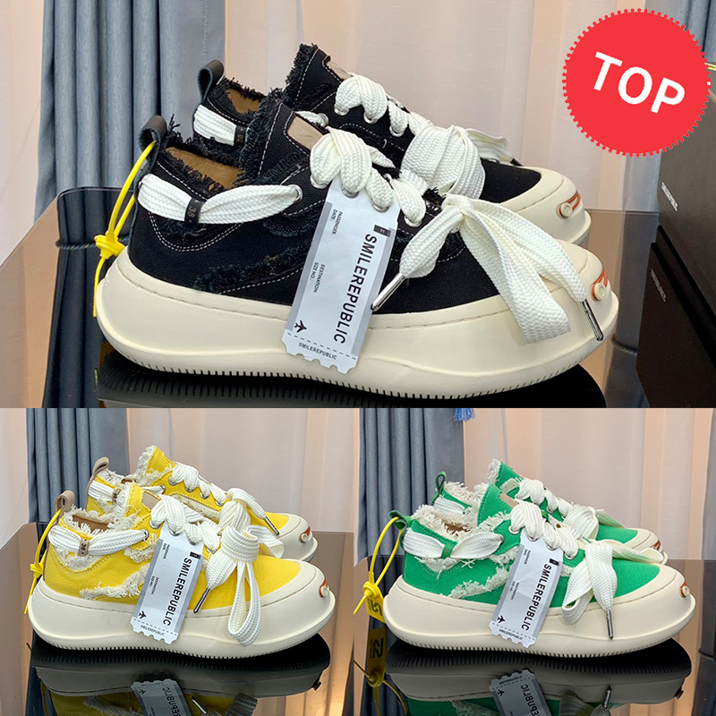 

2022 Top smilerepublic men women casual shoes SR Street Chunky Sole Platform Canvas Mule Sneaker split white black yellow vintage mule green cream designer sneakers, Shoe box