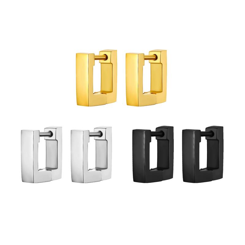 

Hoop & Huggie 3 Pair Women Men Stainless Steel Small Earring Piercing Ear Cartilage Tragus Simple Square Buckle Fashion JewelryHoop