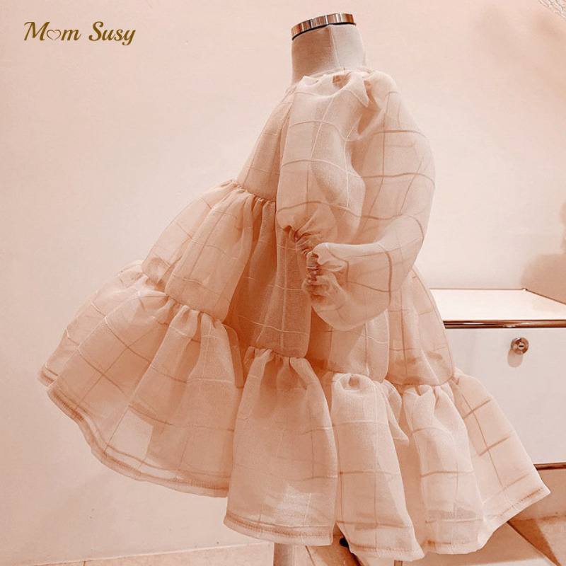 

Baby Girl Princess Dress Puff Sleeve Infant Toddler Summer Spring Autumn Tulle Vestido Party Wedding Birthday Baby Clothes 13Y 220614, Pink