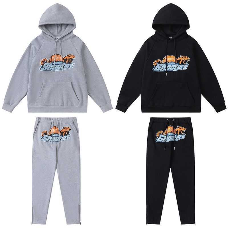 

Men Designer Trapstars Blue Yellow Tiger Head Towel Embroidered Plush Sweater Pants European and American Fashion Brand Original Customization f, Black sweater