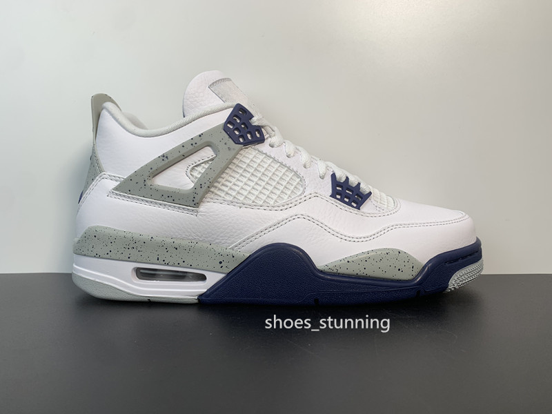 Top Quality Jumpman 4s IV Retro Basketball Chaussures Midnight Blue LS Oreo Hommes Blanc Marine Bleu-ntal Gris Sports De Plein Air Baskets Livrée
