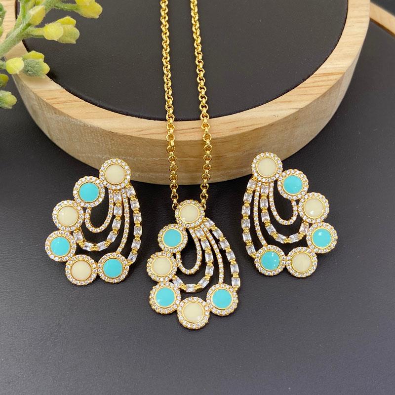 

Earrings & Necklace Lanyika Fashion Jewelry Set Peacock Tail Drip Oil Micro Inlay With For Women Wedding Anniversary GiftsEarrings, As pic
