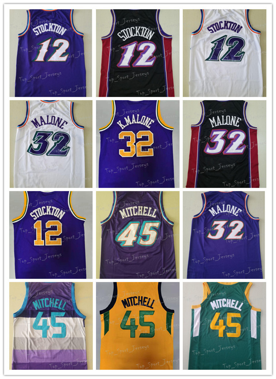 

2022 new Men Basketball John Stockton Jersey 12 Donovan Mitchell 45 Karl Malone 32 Vintage Breathable All Stitched basketball jerseys
