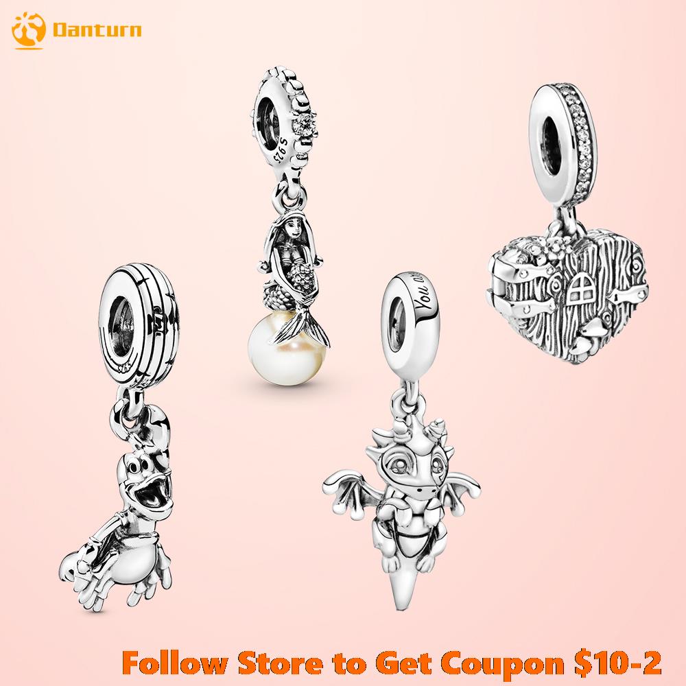

925 Sterling Silver Pendant Charms for Pandora Original box The Little Mermaid Sebastian Dangle Charms European Bead Charms Bracelet Necklace jewelry