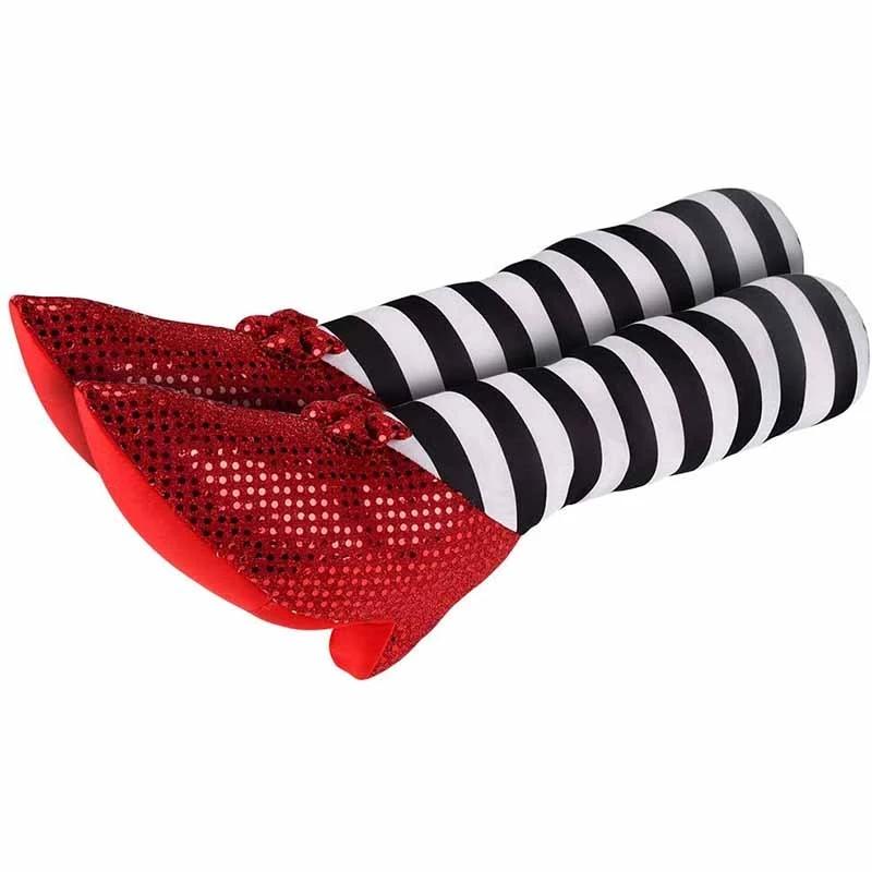 

Party Decoration Halloween Wicked Witch Legs Funny Door Wall Decorations Witches Feet With Ruby Slippers Yard Decor Props For Outdoor And In