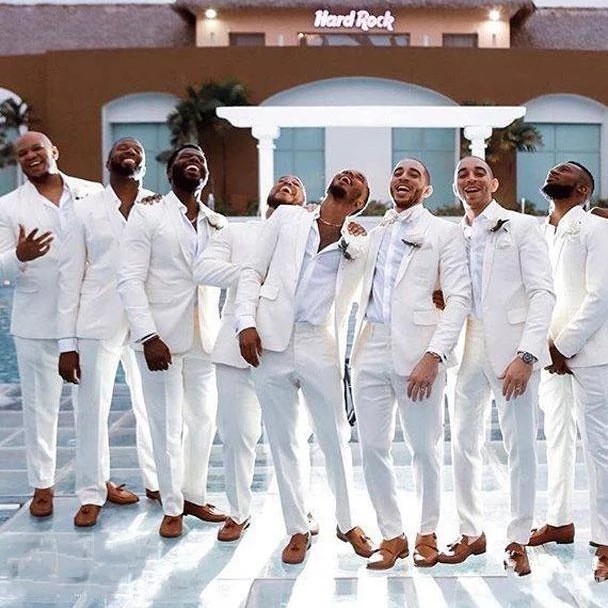 Men Suits White Wedding Tuxedos For Man Shawl Bridegroom Groomsmen Slim Fit Formal Groom Wear Male Two-pieces Suits Custom Made CL0357