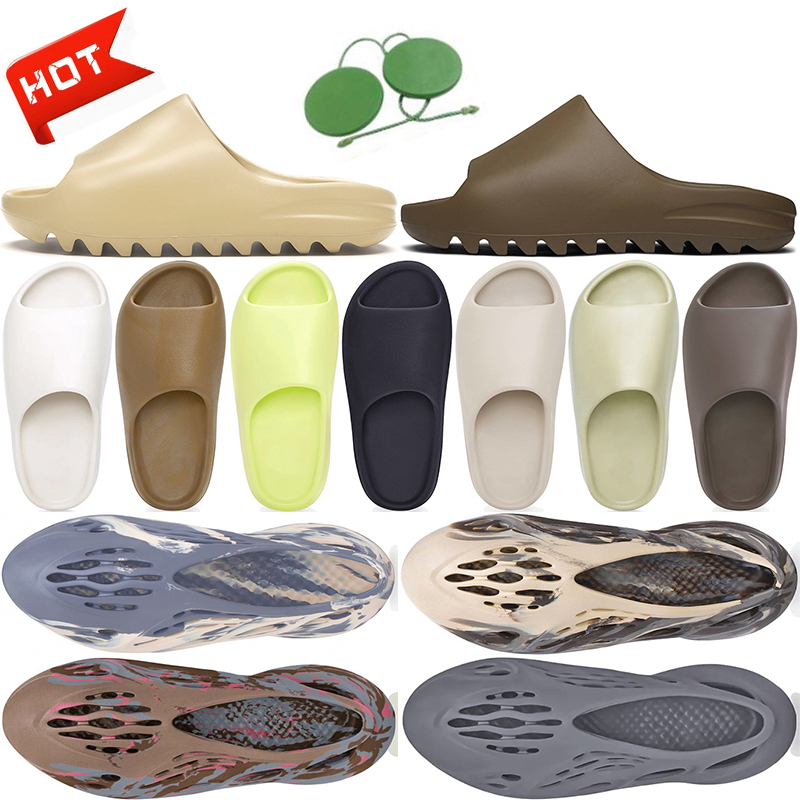 

slides men women slippers Bone Desert Sand Earth Brown Foam Runner Mineral Blue MXT Moon Gray Ochre Resin Onyx outdoor sandals beach sneakers, Glow green