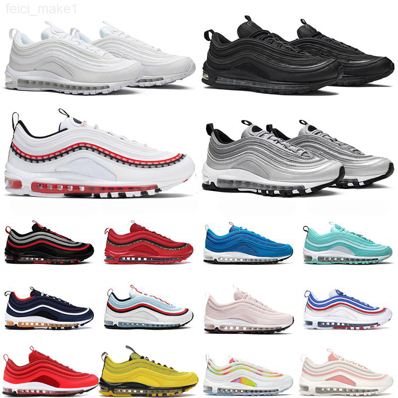 

1997 mens running shoes triple black white 97s silver metallic gold bred game royal men women sports sneakers Size 36 45, #10