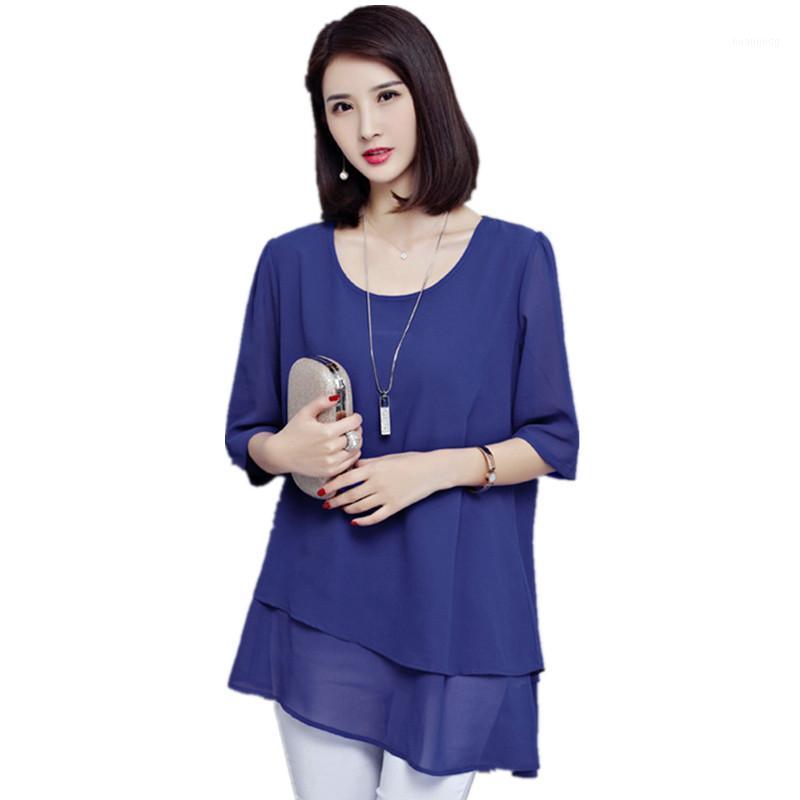 

Vintage Chiffon Blouse Women Blue Blusas Mujer De Moda Oversize Shirt Tops Summer Korean Style Long Tunic Clothes Women's Blouses & Shirts, Black