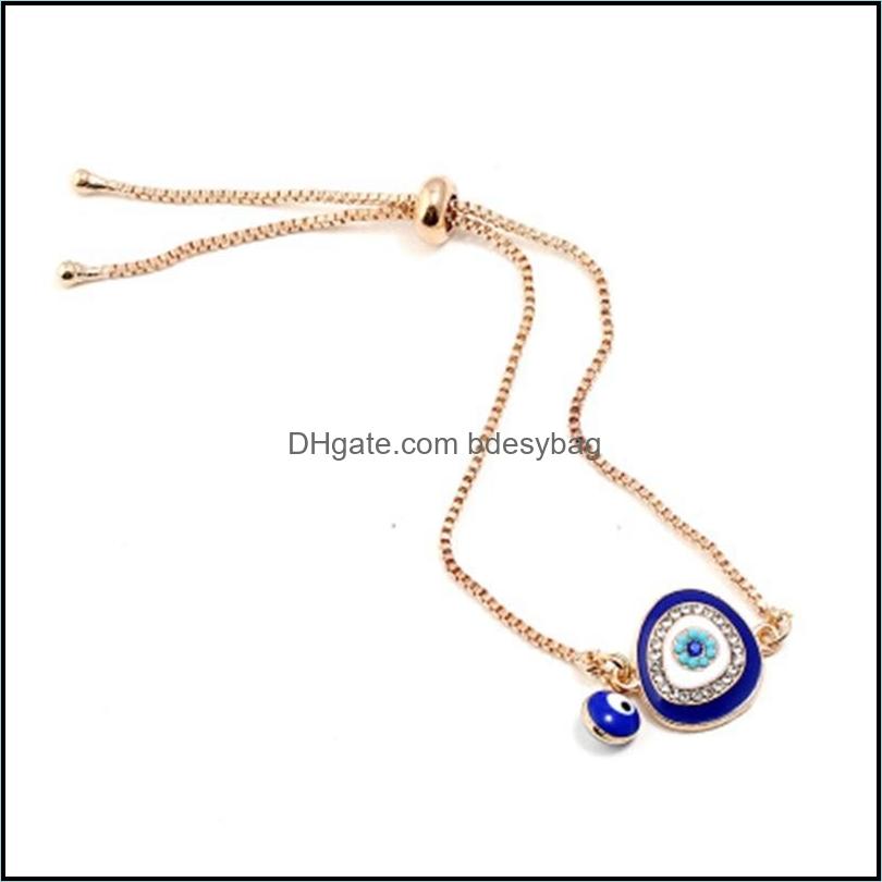 

Charm Bracelets Blue Evil Eyes Adjustable Bangles Love Elephant Hamsa Fatima Palm Trendy Vintage Bracelet For Bdesybag Dht5G
