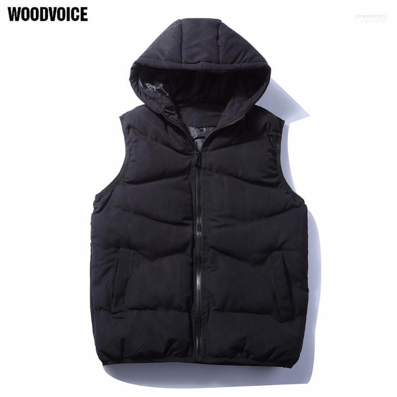 

Men' Vests Woodvoice Autumn And Winter Male Vest Waistcoat Solid Color Casual Cotton-padded Jacket Coat Outerwear Plus Size 5XL1 Stra22, Black