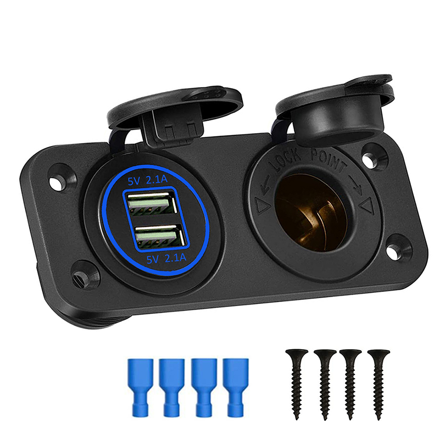 

Cigarette Lighter Socket Splitter12V/24V Dual USB Outlet Charger Power Adapter for Car Boat Marine Motorcycle Scooter RV DIY Kit