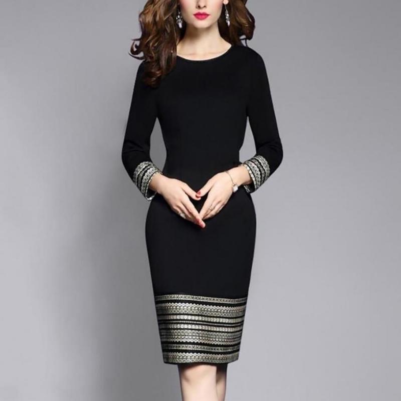 

Party Dresses Black Comfortable O Neck Woman Dress Polyester Fiber Round For SummerParty