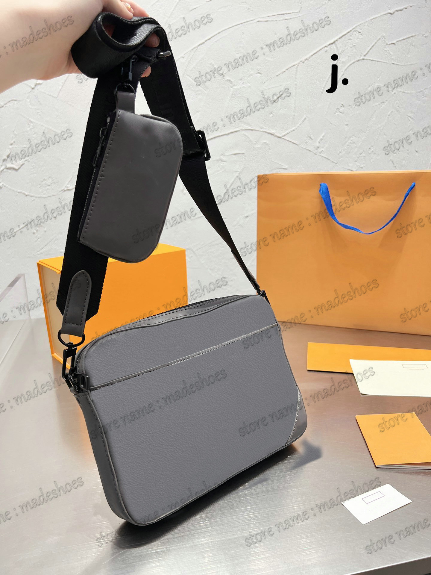 

Duo M46104 Anthracite Gray Monograms Shadow Leather Messenger Bag Designer 2pc/sets Men Shoulder Bag With Removable coin purse 2022 Luxury Cross Body For Man, 1#