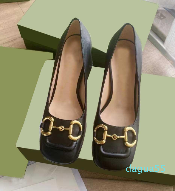 

Designers New Spring Women Mid-heel Pump Horsebit Sandals Designer Dress Party Shoe