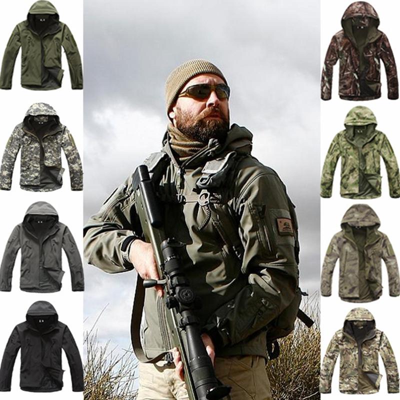 

Hunting Jackets Outdoor Sport Military Suit Softshell Men Jacket Or Pants Tactical Sets Hiking Camping Windproof Camouflage Clothes, Black