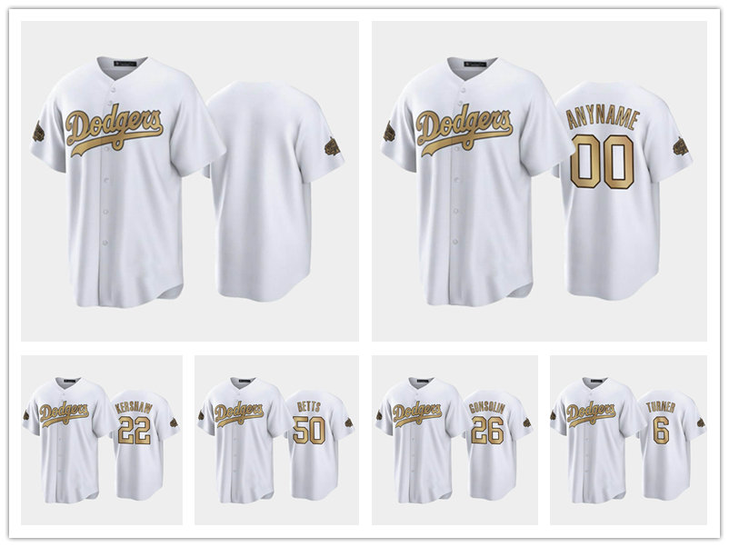 

2022 All-Star NL Los Angeles''Dodgers''MEN White #26 Tony Gonsolin #6 Trea Turner #50 Mookie Betts #22 Clayton Kershaw baseball Jersey, Custom name number