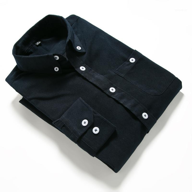 

Men's Casual Shirts 2022 Single Breasted Cotton Business Fashion Pure Corduroy Fall Fit Blouses, Black