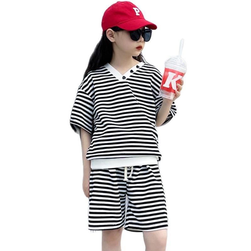

Clothing Sets Girls Summer Clothes Striped For Tshirt Short Kids Casual Style 6 8 10 12 14Clothing, 10a3171