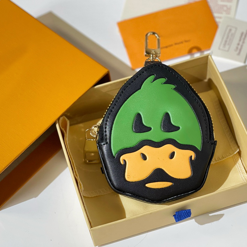 

Animal Keychain Luxury Designer Coin Car Key Purse Keys Pendant Key Buckle Classic Duck Genuine Leather High Quality Keychains Bag Ornaments