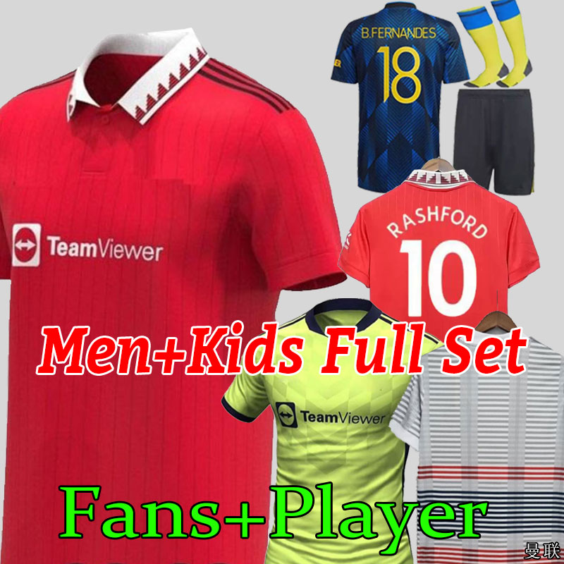 

22 23 Man Men kids kit soccer jersey 2022 2023 SANCHO socks CAVANI UTD VAN DE BEEK MANCHESTER B. FERNANDES RASHFORD LINGARD football shirt United RONALDO pLayer version, Third+patch