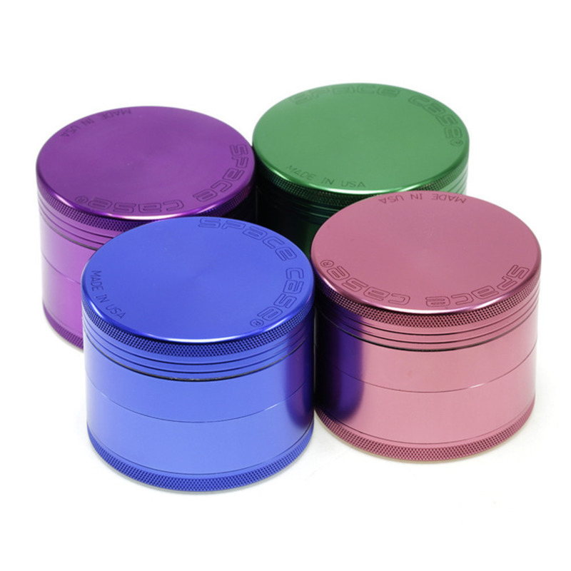 

Herb Grinder Aluminum space case 55mm 63mm 4parts Grinders tobacco smoke cigarette detector grinding Fit Dry Herb