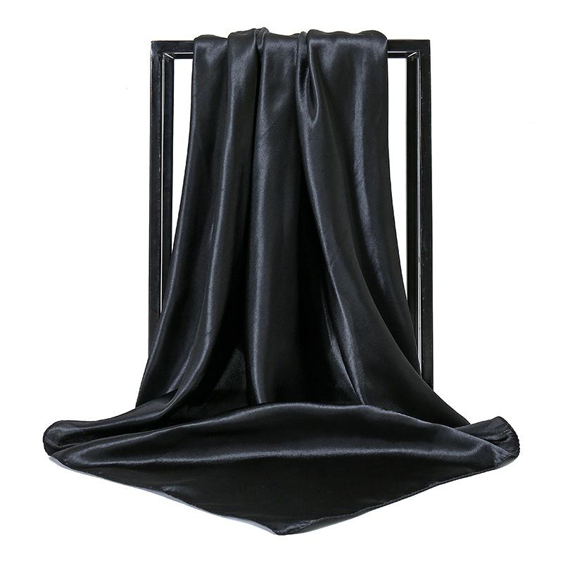 

Scarves 90*90cm Solid Color Silk Scarf For Women Kerchief Hijab Satin Neck Square Shawls And Wraps Muslim Head