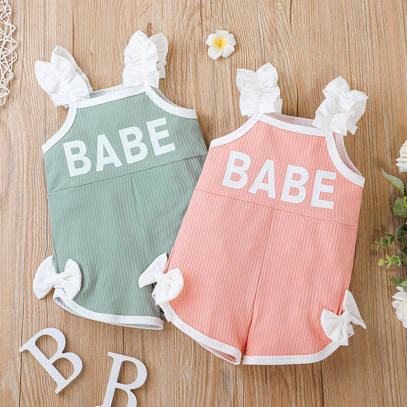 

Baby Romper Jumpsuit Onesie Bow Bodysuit Suspender Letter Cotton Newborn Clothing Clothe For Summer, Mix randomly