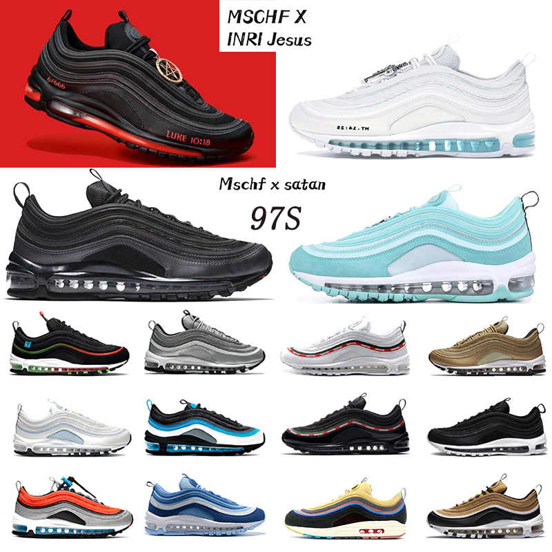 

97 97s Running Shoes Men Women Sean Wotherspoon Triple Black White Silver Bullet Gold South Beach Worldwide Navy Pine Green Bred Mens Trainers Sports Sneakers, Pay for box