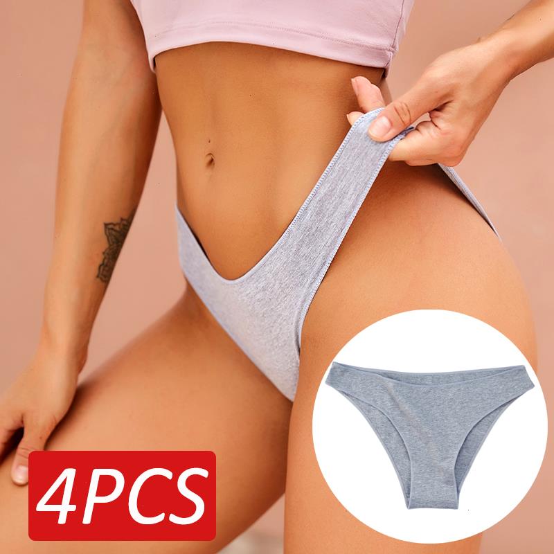 

4pcs Set Cotton Panties Women Sexy Low Waist Female Underpants Solid Breathable Comfortable Underwear Panty Lingerie -xxl, Set 25