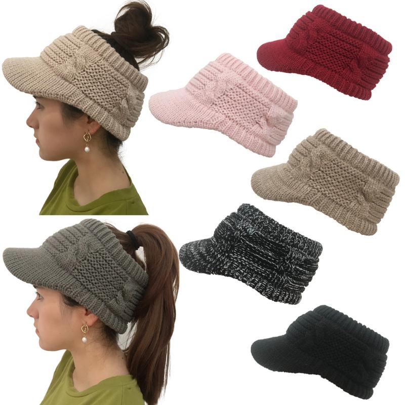

Berets Winter Hats For Women Fashion Warm Peaked Cap Outdoor Hat Out Solid Caps Knit Wool Hollow Accessories, Black