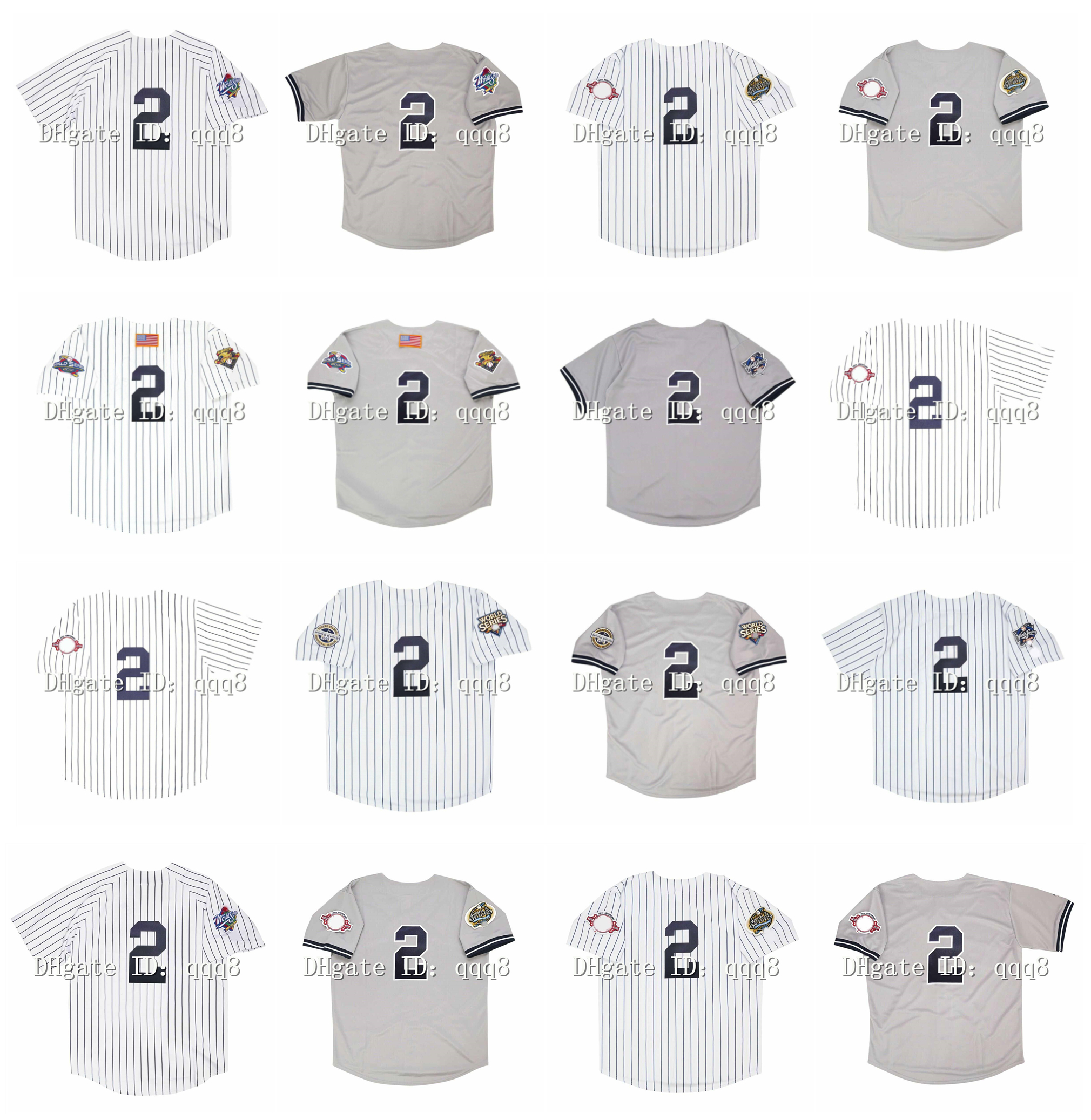 

1999 World Series Vintage Derek Jeter Baseball Jerseys 2001 2000 2003 2009 White Grey Size -4XL, As pic