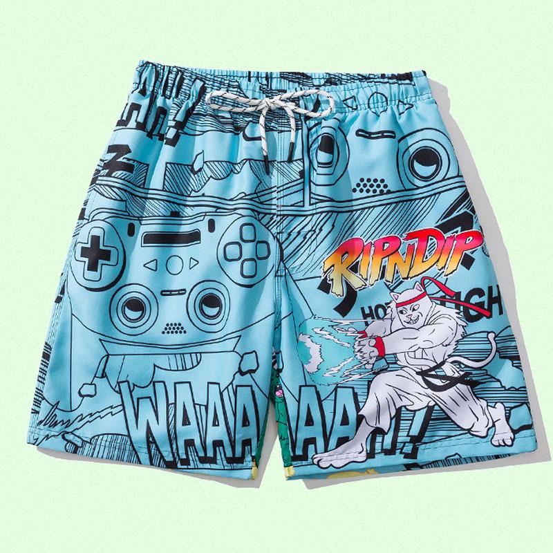 

Men's Shorts Loose Beach Men's Funny Cartoon Printed Double Intranet Breathable Pants Male Fashion Summer Casual Mens ShortsMen's, W4