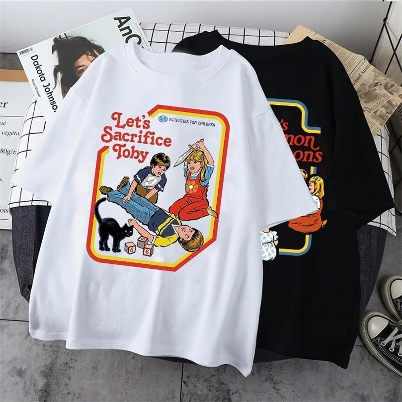 

Lets Sacrifice Toby Horror Satanist Graphic Tops Unique Creative Cartoon Streetwear Unisex Scary Shortsleev Tee Ropa Hombre 220614, 50yao225-black