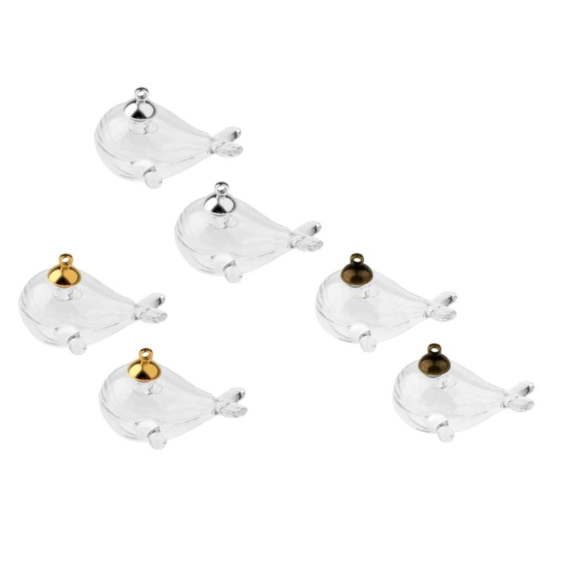 

Pendant Necklaces 2Pcs Clear Mini Whale Shape Empty Glass Wishing Bottles Vial Charms Jars DIY CraftsPendant