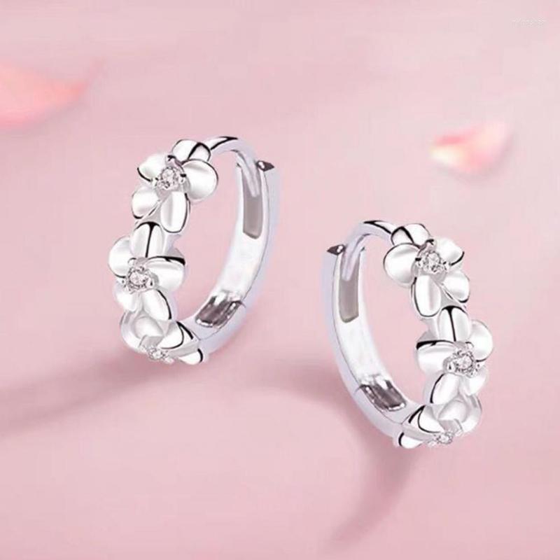 

Hoop & Huggie Temperament 1 Pair Simple Shiny Rhinestone Flower Earrings Accessory Women For PromHoop