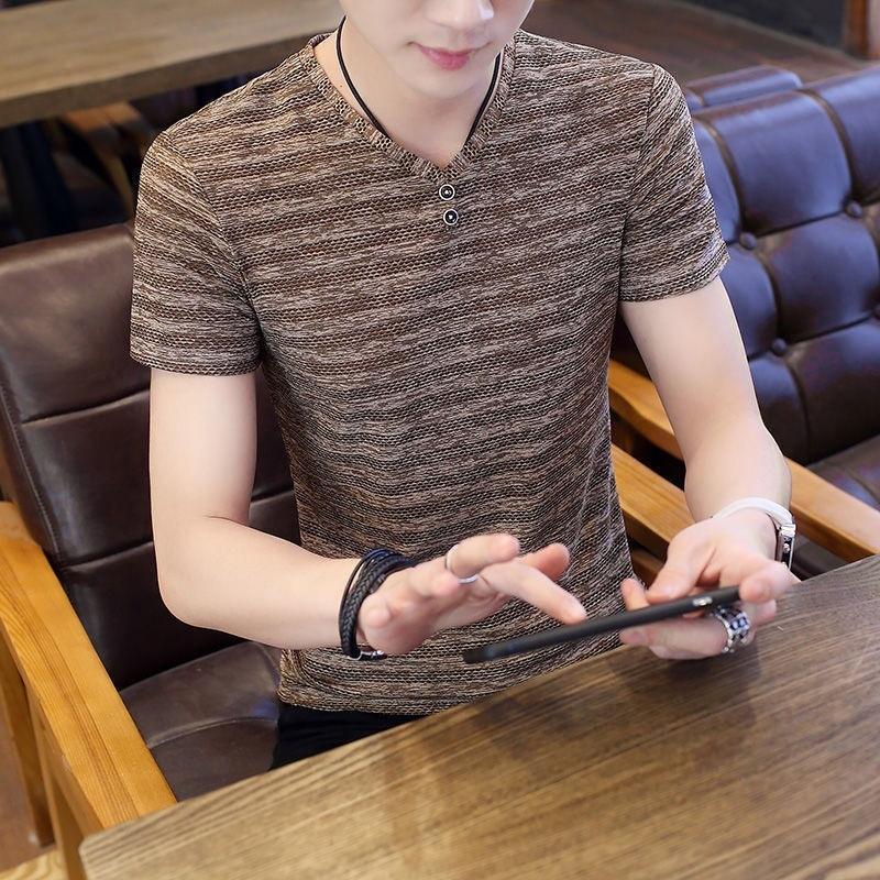 

Men's T-Shirts Ice Silk CASUAL MAN T SHIRT For Men TOP QUALITI Slim Kaisen Solid Color Kawaii Clothing Korean Style IT TSHIRT FUNNI Men', Brown