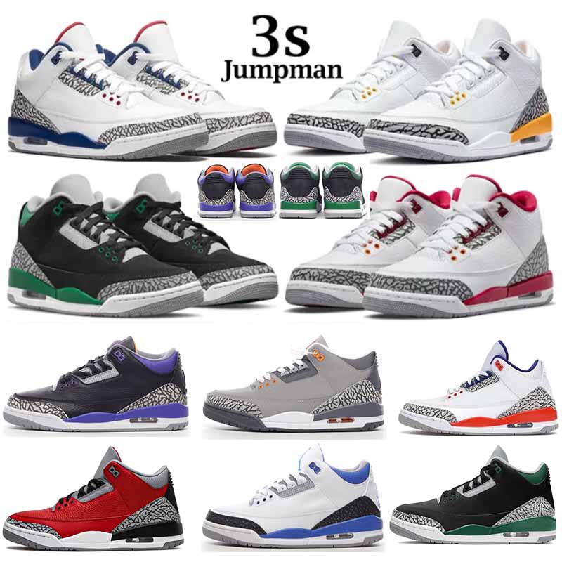 

jumpman 3 3s Cardinal Red Pine Green Racer Blue Cool Grey Blue Cement Hall of Fame Court Purple Laser Orange mens Casual Shoes OG 3s trainers outdoor Katrina sneakers, Customize