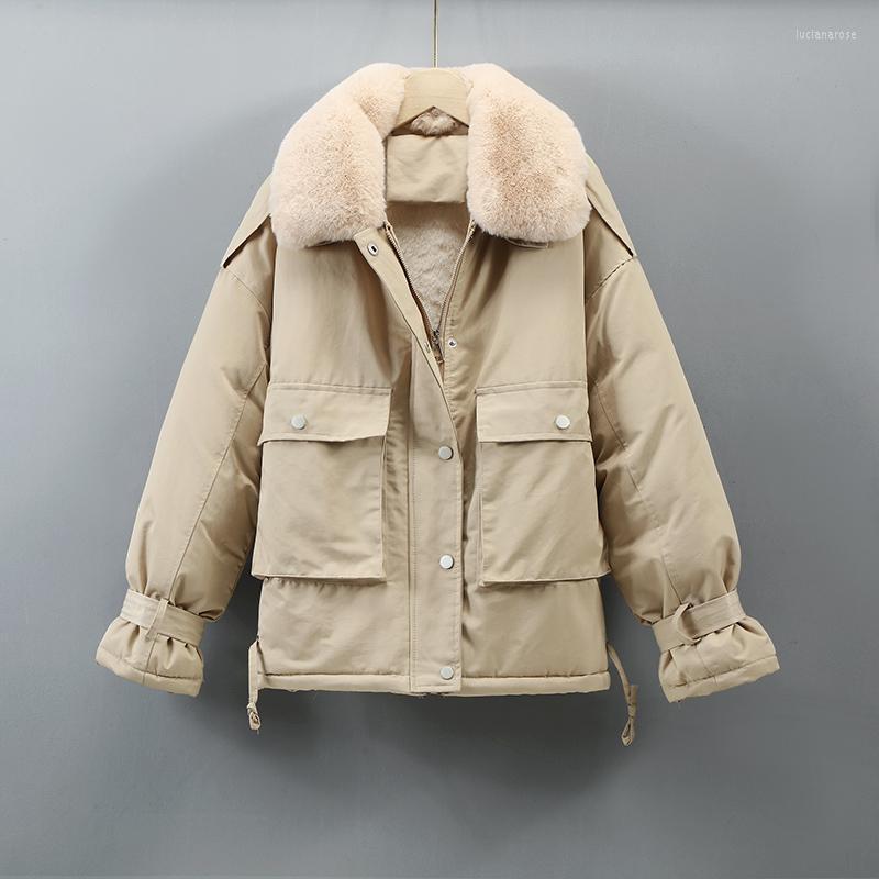 

Women's Down & Parkas Short Cotton Liner Parka Coat 2022 Winter Jacket Women Casual Thick Warm Ladies Lapel Solid Color Chic Luci22, Beige
