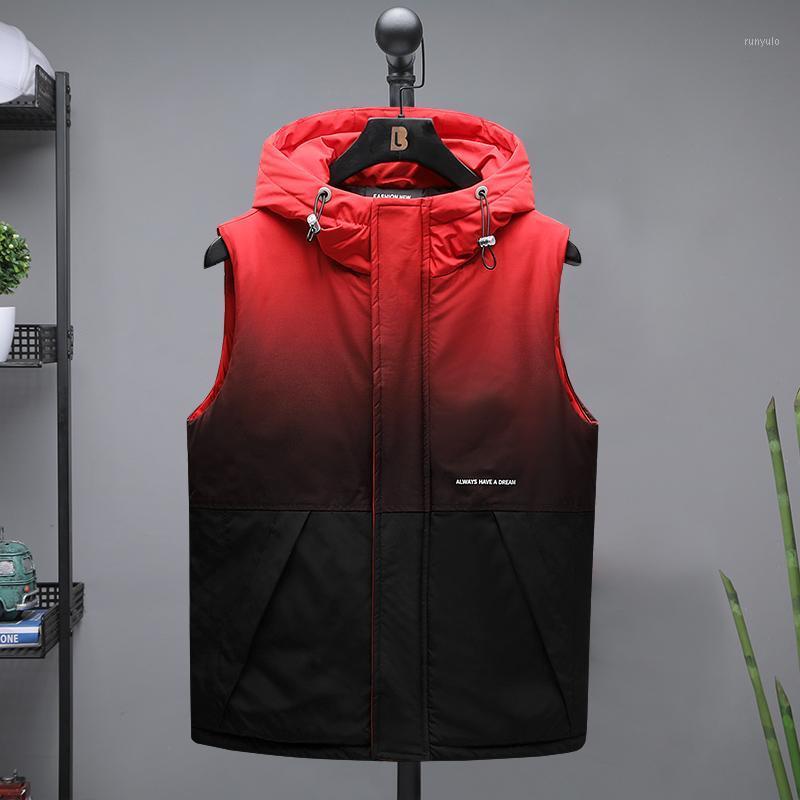 

Men's Vests 2022 Vest Gradient Color Men Jacket Boy Autumn And Winter Casual Hooded Gilet, Black