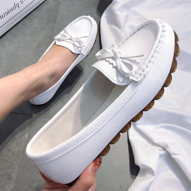 

Genuine Leather Flats Casual Slip On Loafers Comfortable Soft Bottom Flat Shoes Vintage Style Woman Footwear 220613, White