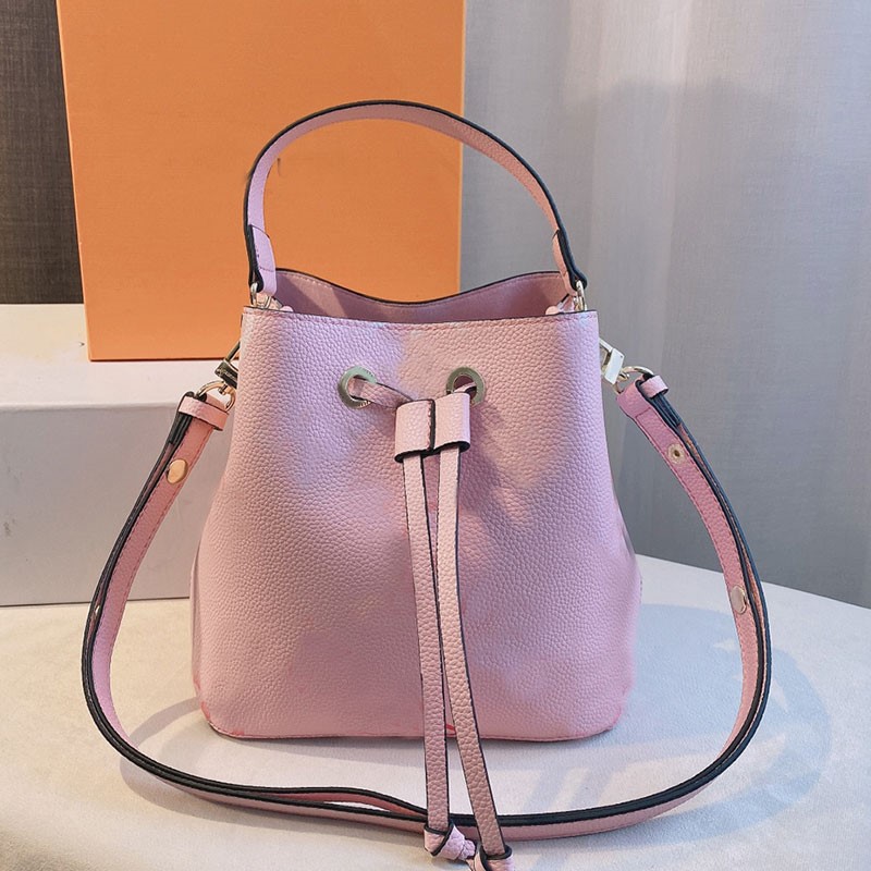 Tote Shopper Bag Bucket Handbag Wallet Fashion Colored Letter Genuine Leather Shoulder Bags High Quality Hardware Drawstring Handbags 03