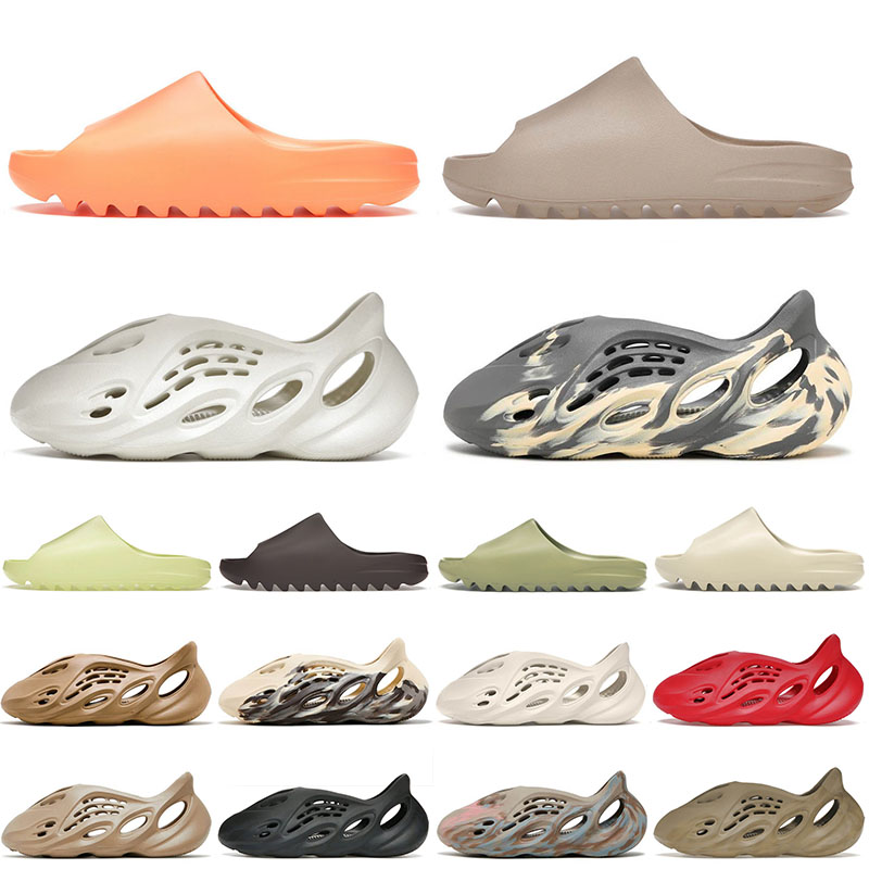 

designer mens women slides slippers shoes sneakers size 47 yeezy yeezies kanye west foam runners Pure Enflame Orange Moon Gray men runner sliders sandals, Magic lime desert sand
