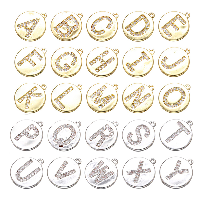 

Bead Buckle Jewelry Micro-set Letter Pendant Round Stainless Steel 26 Letters Gold and Silver Necklace Jewelry for Women Men