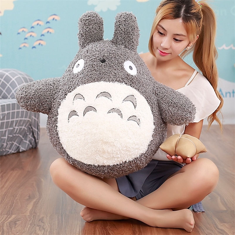 

kawaii Japanese anime cat stuffed animal doll totoro pillow cushion plush toys for kids girls birthday gift home decoration 220419, White