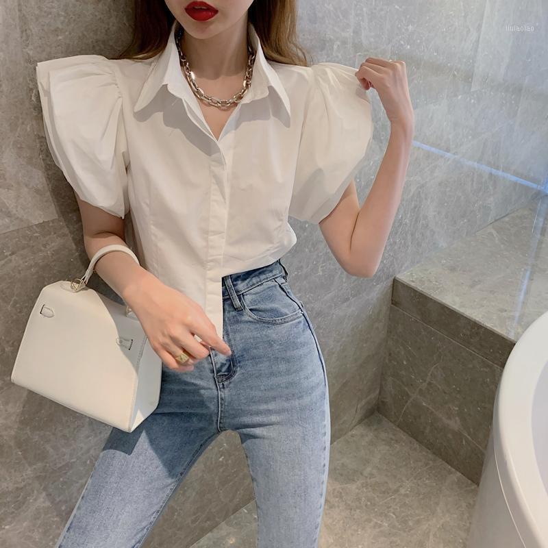 

Women's Blouses & Shirts COIGARSAM Fashion Shirt Womens Tops Summer French Style Vintage Puff Sleeve Women White 0476