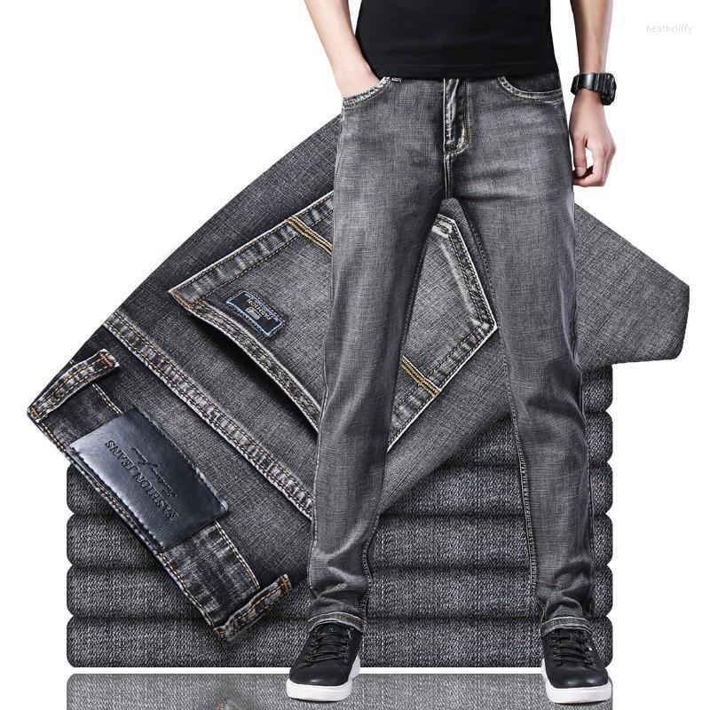 

Men's Jeans Men Stretch Regular Fit Business Casual Classic Style Fashion Denim Trousers Male Black Blue Gray PantsMen's Heat22