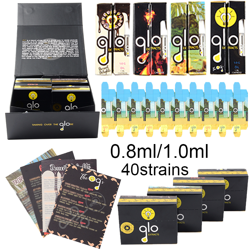 

GLO Vape Cartridges Newest Packaging 0.8ml 1ml Atomizers Ceramic Coil Empty Vapes Pen Cartridge 510 Thread Thick Oil Glass Tank Carts
